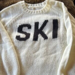 White Sweater with Black 'SKI' Design